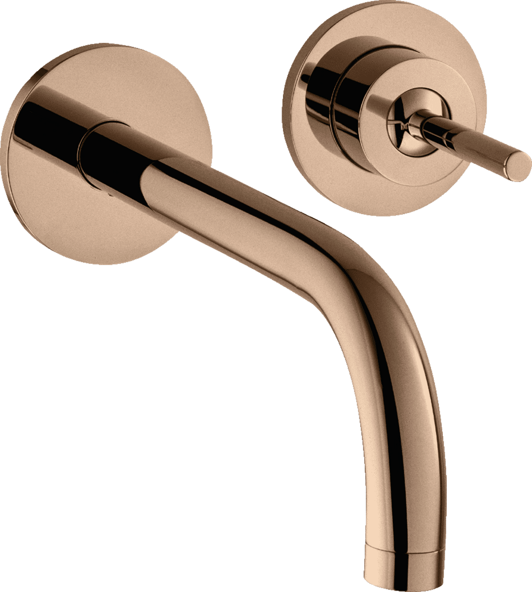 Picture of HANSGROHE AXOR Uno Single lever basin mixer for concealed installation wall-mounted with spout 225 mm and escutcheons #38116300 - Polished Red Gold