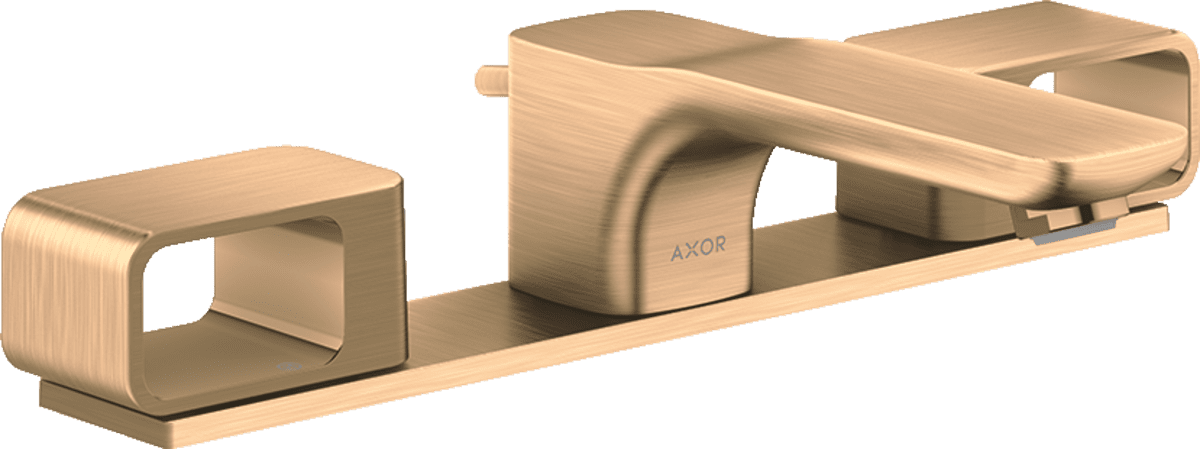 HANSGROHE AXOR Urquiola 3-Loch Waschtischarmatur 50 mit Platte und Zugstangen-Ablaufgarnitur #11040140 - Brushed Bronze