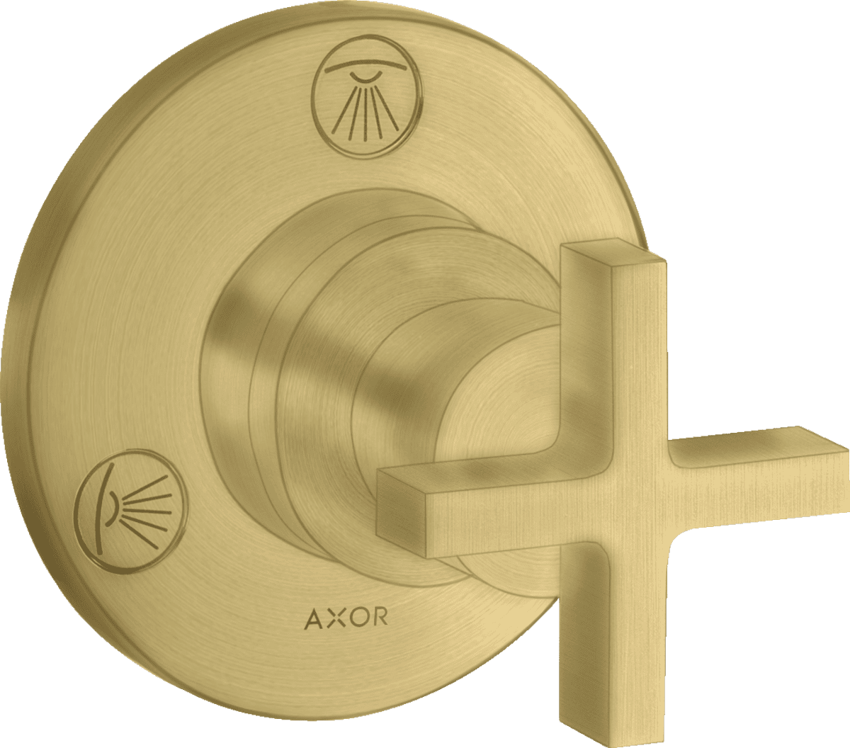 HANSGROHE AXOR Citterio Ab- und Umstellventil Trio/ Quattro Unterputz mit Kreuzgriff #39925950 - Brushed Brass
