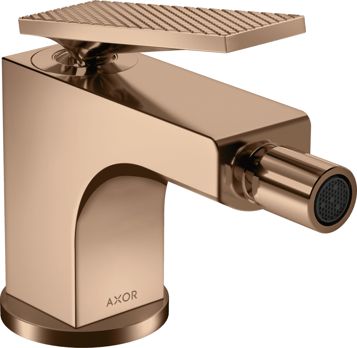 HANSGROHE AXOR Citterio Einhebel-Bidetmischer mit Hebelgriff und Zugstangen-Ablaufgarnitur - Rautenschliff #39201300 - Polished Red Gold