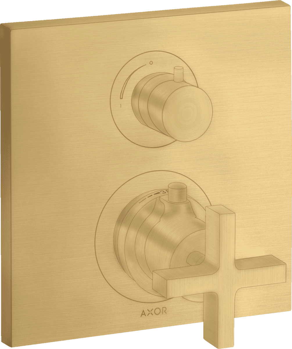 Obrázek HANSGROHE Skrytý termostat AXOR Citterio s uzavíracím ventilem a křížovou rukojetí #39705250 - Brushed Gold Optic