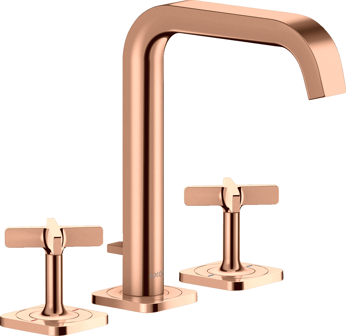 Picture of HANSGROHE AXOR Citterio E 3-hole basin mixer 170 with escutcheons and pop-up waste set #36108300 - Polished Red Gold