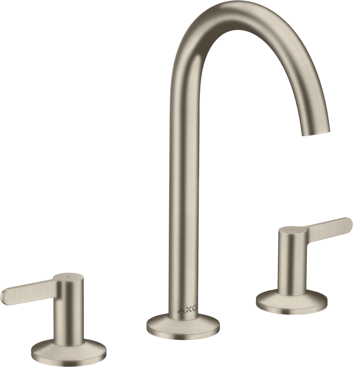 HANSGROHE AXOR One 3-Loch Waschtischarmatur 170 mit Hebelgriffen und Push-Open Ablaufgarnitur #48050820 - Brushed Nickel