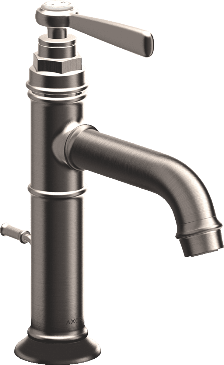 HANSGROHE AXOR Montreux Einhebel-Waschtischmischer 100 mit Hebelgriff und Zugstangen-Ablaufgarnitur #16515800 - Edelstahl Optic