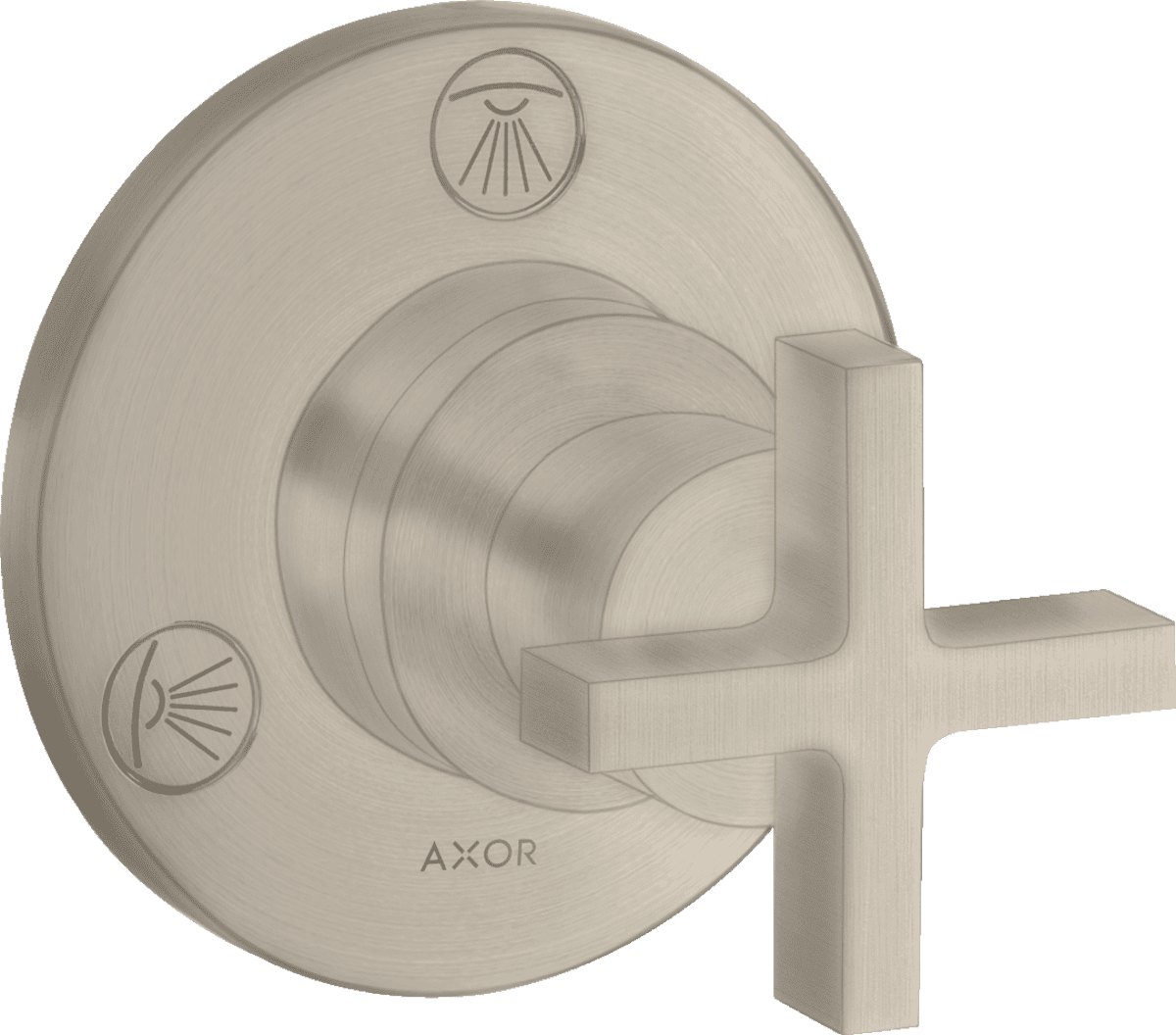 HANSGROHE AXOR Citterio Ab- und Umstellventil Trio/ Quattro Unterputz mit Kreuzgriff #39925820 - Brushed Nickel
