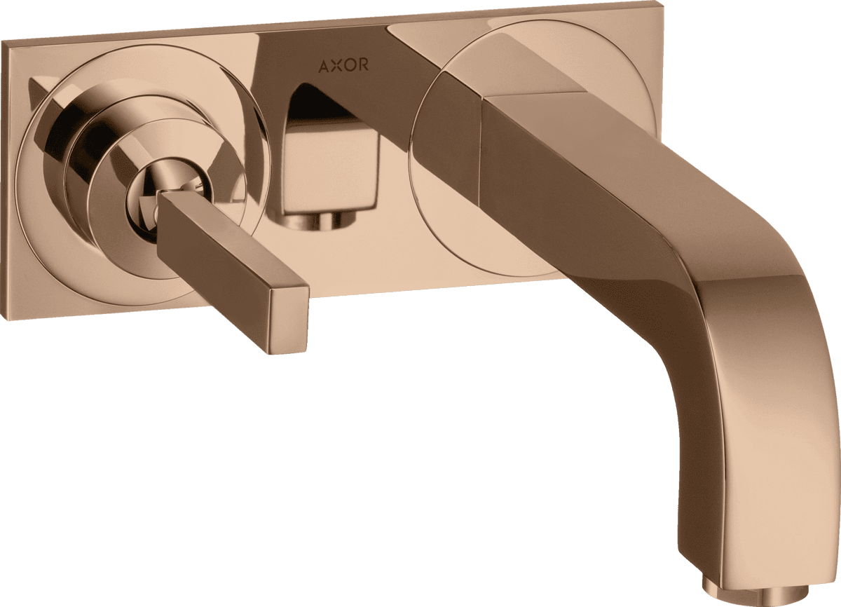 HANSGROHE AXOR Citterio Einhebel-Waschtischmischer Unterputz für Wandmontage mit Pingriff, Auslauf 220 mm und Platte #39115300 - Polished Red Gold
