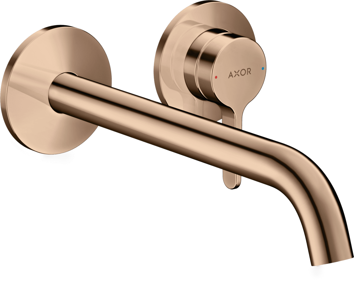 Picture of HANSGROHE AXOR One Single lever basin mixer for concealed installation wall-mounted with lever handle and spout 220 mm #48120300 - Polished Red Gold