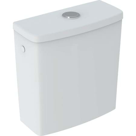 Picture of GEBERIT Renova surface-mounted cistern, angular design, dual flush, water connection on the side #227780600 - white / KeraTect