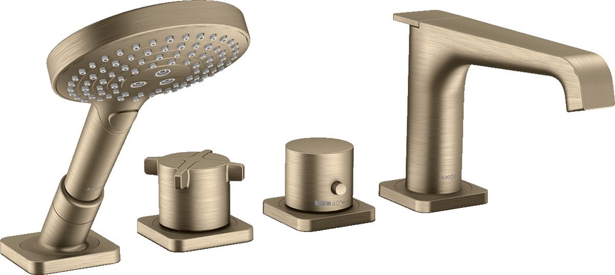 HANSGROHE AXOR Citterio E 4-Loch Wannenrandarmatur mit Thermostat #36411820 - Brushed Nickel