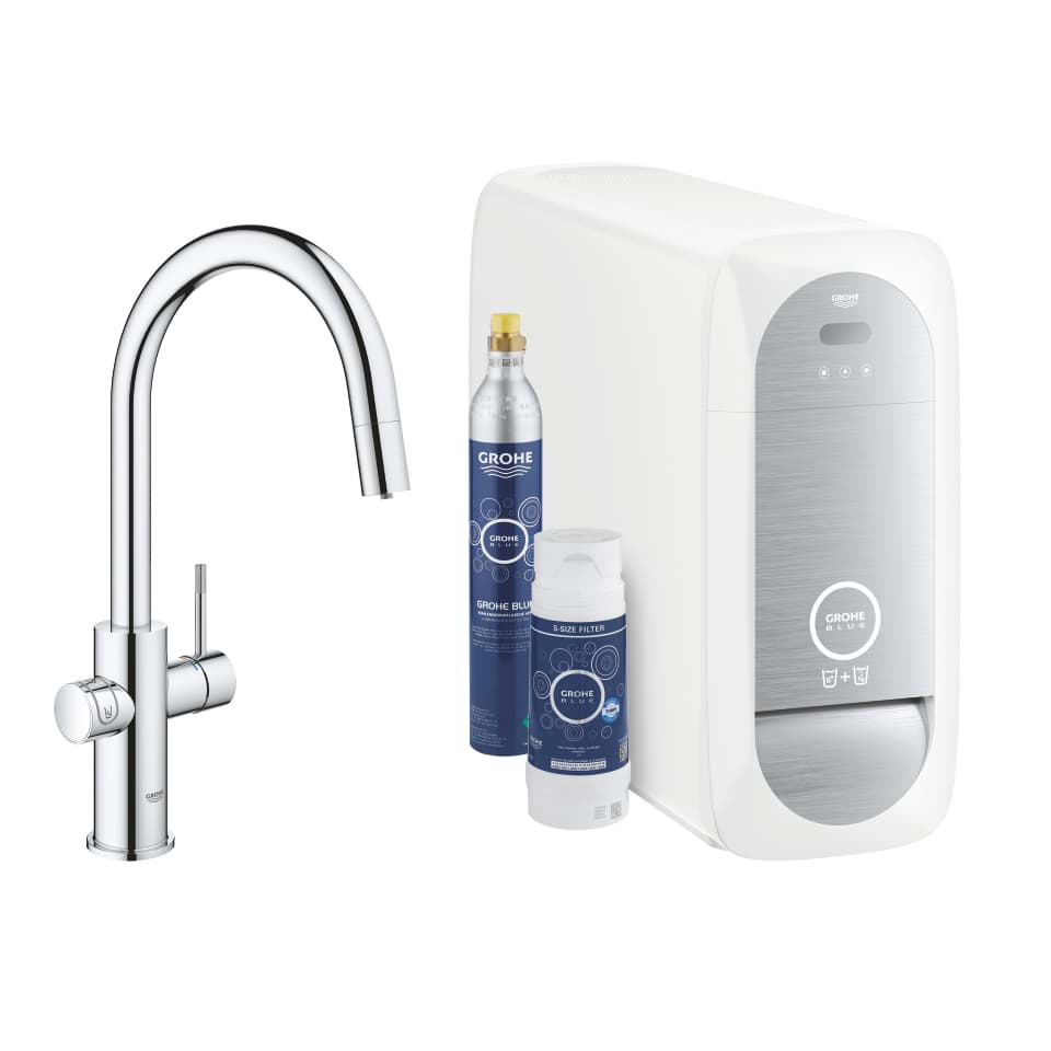GROHE Blue Home C spout starter kit with pull-out mousseur spout #31541000 - chrome resmi