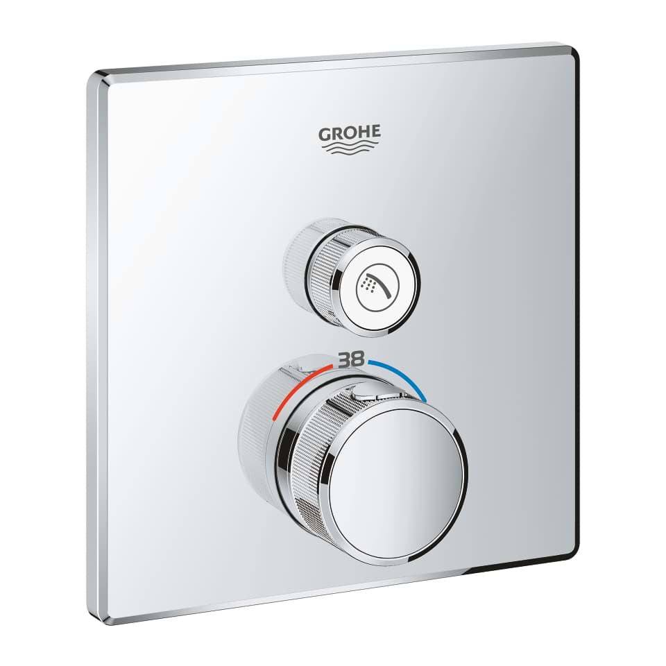 GROHE Grohtherm SmartControl Tek valfli akış kontrollü, ankastre termostatik duş bataryası krom #29123000 resmi
