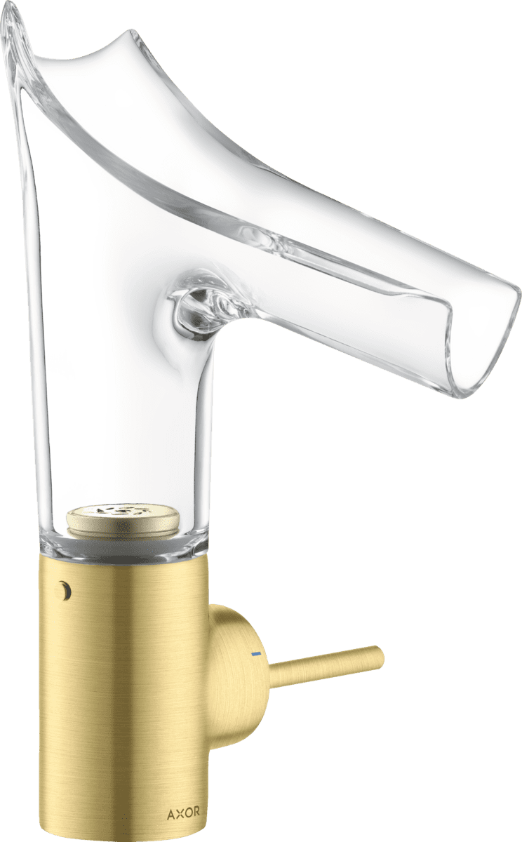 Picture of HANSGROHE AXOR Starck V Single lever basin mixer 140 with glass spout and waste set #12112950 - Brushed Brass