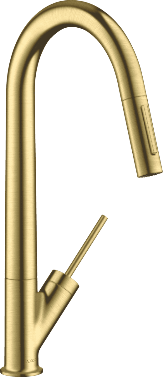 HANSGROHE AXOR Starck Einhebel-Küchenmischer 270 mit Ausziehbrause EcoSmart #12800950 - Brushed Brass
