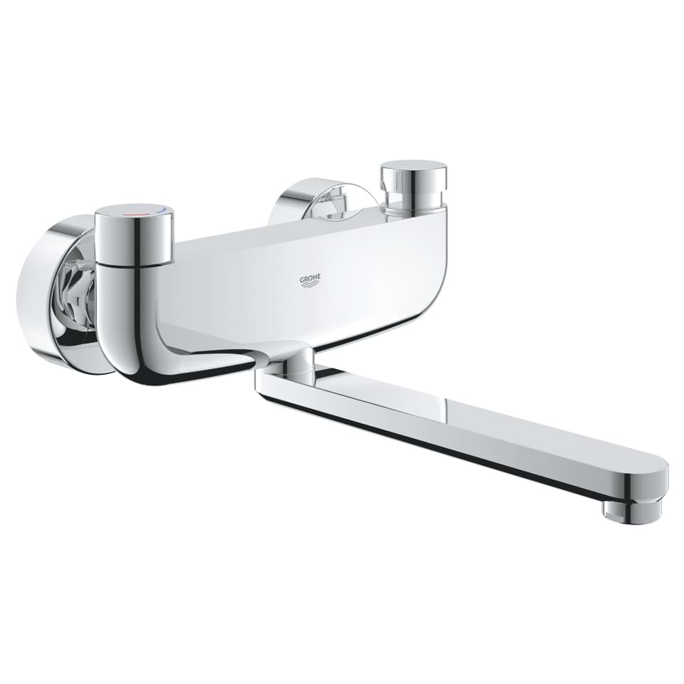 Picture of GROHE Eurosmart Cosmopolitan T Self-closing basin mixer with mixing device and adjustable temperature limiter Chrome #36319000