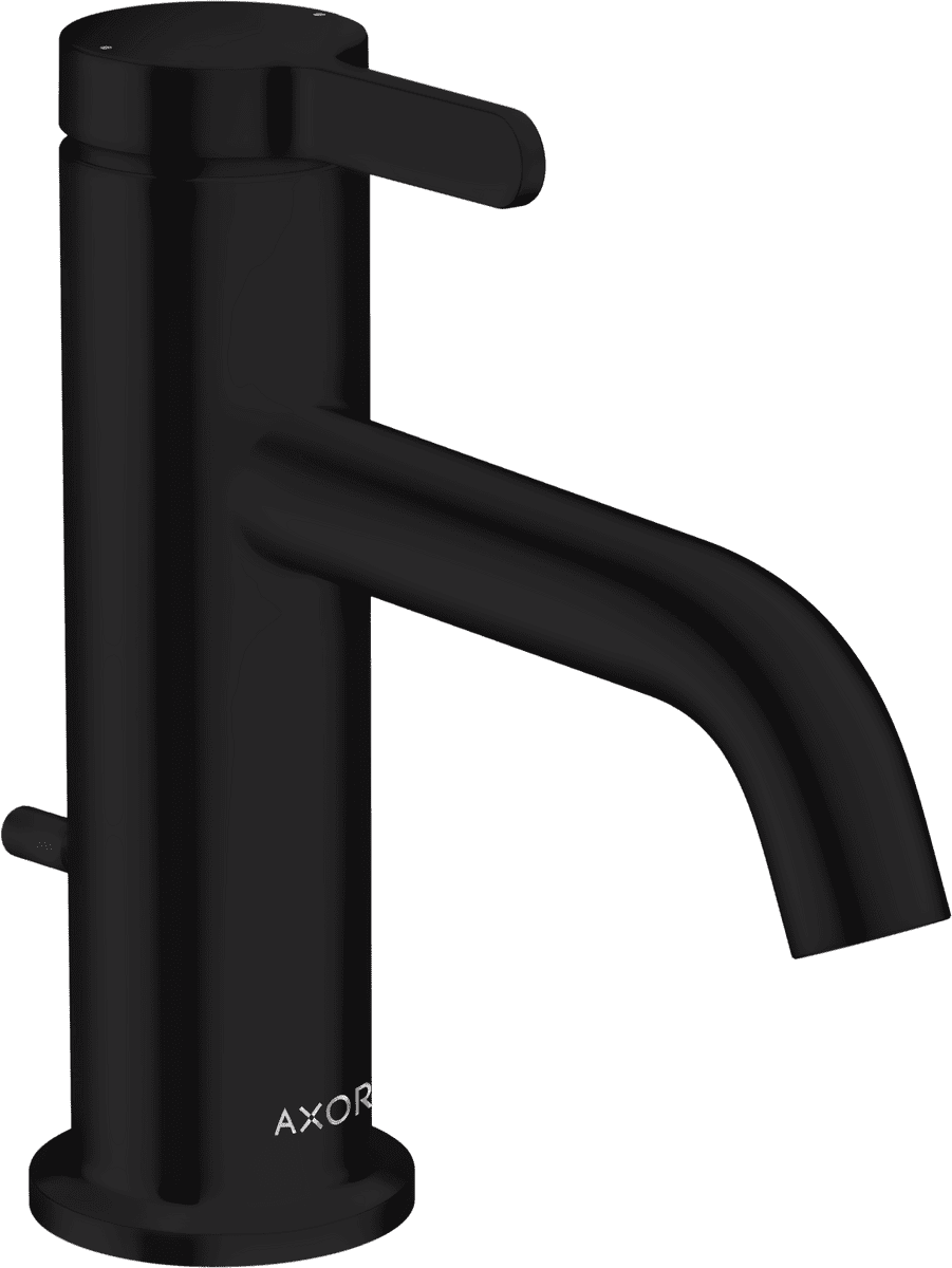 HANSGROHE AXOR One Einhebel-Waschtischmischer 70 mit Hebelgriff und Zugstangen-Ablaufgarnitur #48000670 - Mattschwarz