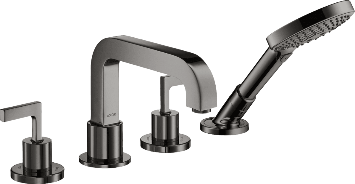 HANSGROHE AXOR Citterio 4-Loch Fliesenrandarmatur mit Hebelgriffen und Rosetten #39454330 - Polished Black Chrome