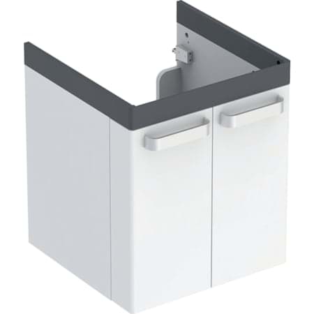 Obrázek GEBERIT Renova Comfort umyvadlová skříňka, dvoudveřová #808530000 - Designové lišty: grafit / matný lak Korpus: bílý / matný lak Čelo: bílé / matný lak