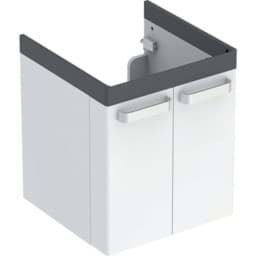 Bild von GEBERIT Renova Comfort Unterschrank für Waschtisch, mit zwei Türen #808530000 - Designstreifen: graphit / lackiert matt Korpus: weiß / lackiert matt Front: weiß / lackiert matt