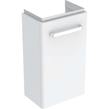 Picture of GEBERIT Renova Compact vanity unit for wash hand basin, with one door, shortened projection #862040000 - Body: white / matt lacquered Front: white / high-gloss lacquered