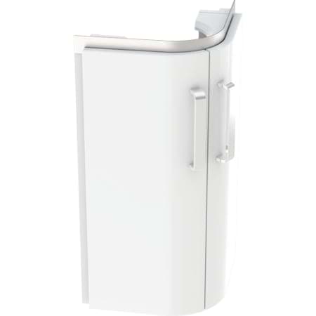 Picture of GEBERIT Renova Compact vanity unit for corner washbasin, with two doors #862133000 - Body: light grey / matt lacquered Front: light grey / high-gloss lacquered