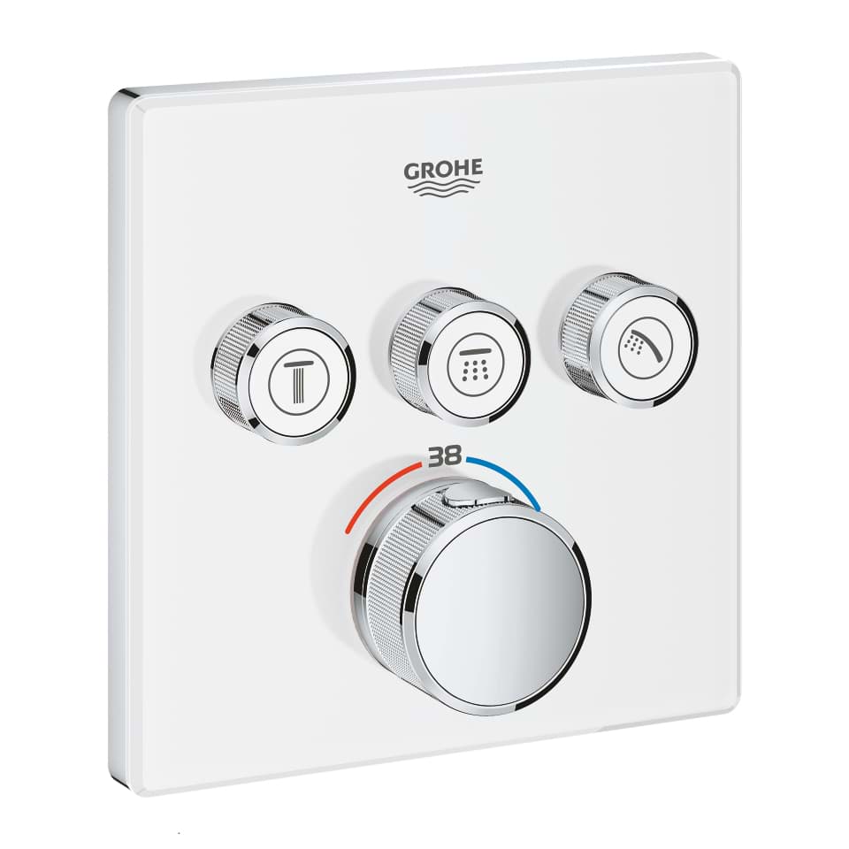 GROHE Grohtherm SmartControl Üç valfli akış kontrollü, ankastre termostatik duş bataryası ay beyazı #29157LS0 resmi