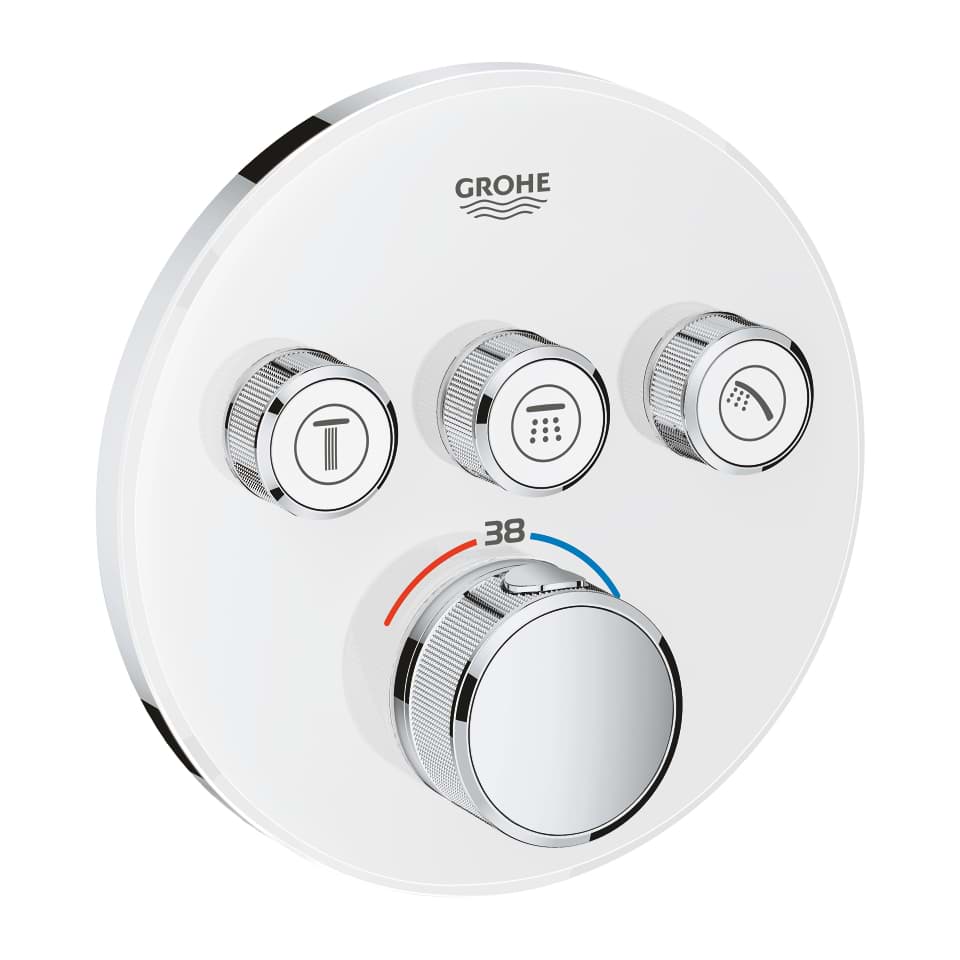 GROHE Grohtherm SmartControl Üç valfli akış kontrollü, ankastre termostatik duş bataryası ay beyazı #29904LS0 resmi