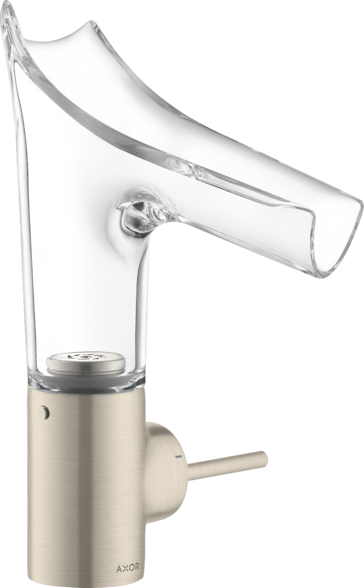 Picture of HANSGROHE AXOR Starck V Single lever basin mixer 140 with glass spout and waste set #12112820 - Brushed Nickel