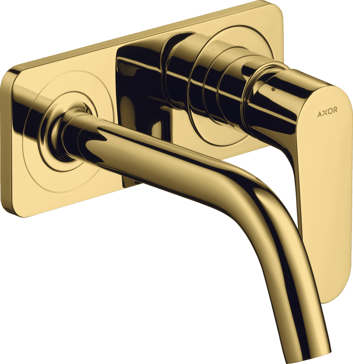 HANSGROHE AXOR Citterio M Einhebel-Waschtischmischer Unterputz für Wandmontage mit Auslauf 167 mm und Platte #34112990 - Polished Gold Optic