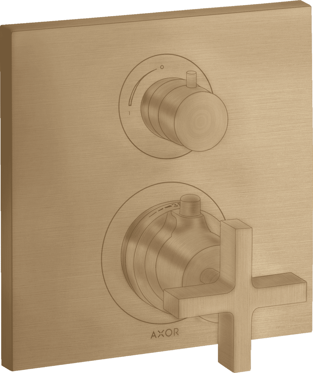 HANSGROHE AXOR Citterio Termostat ankastre, açma-kapama/yönlendirme valfi ve artı volan ile #39725140 - Mat Bronz resmi