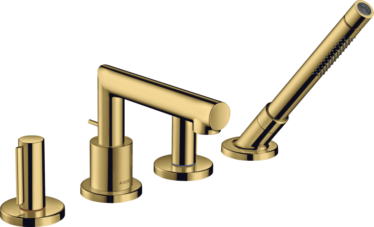 HANSGROHE AXOR Uno 4-Loch Wannenrandarmatur mit Zerogriffen #45444990 - Polished Gold Optic