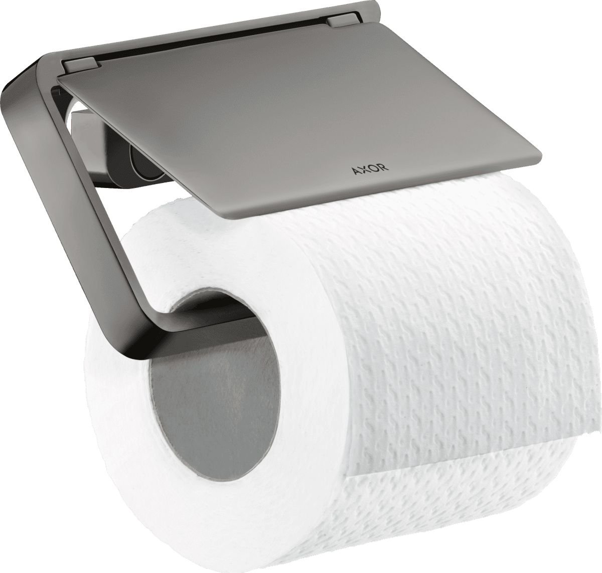 Obrázek HANSGROHE AXOR Univerzální držák na toaletní papír Softsquare s víkem #42836330 - leštěný černý chrom