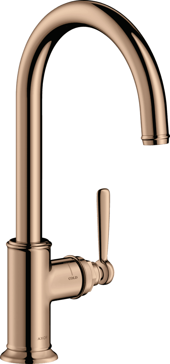 HANSGROHE AXOR Montreux Einhebel-Küchenmischer 260 mit Schwenkauslauf #16580300 - Polished Red Gold