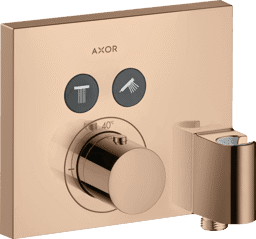 Bild von HANSGROHE AXOR ShowerSelect Thermostat Unterputz eckig für 2 Verbraucher mit Wandanschluss und Brausehalter #36712300 - Polished Red Gold