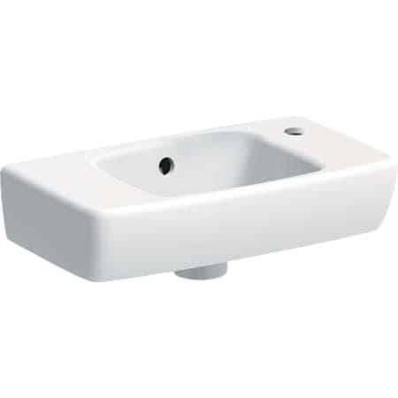 GEBERIT Renova Compact el durulama lavabosu kısa projeksiyon, raflı beyaz / KeraTect #501.730.01.8 resmi