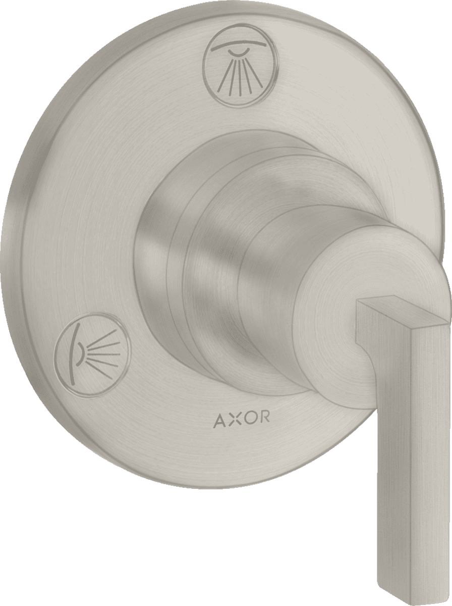 Зображення з  HANSGROHE AXOR Citterio Shut-off/ diverter valve Trio/ Quattro for concealed installation with lever handle #39920800 - Stainless Steel Optic