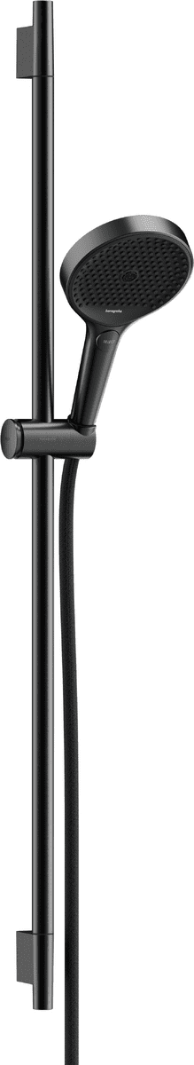 Зображення з  HANSGROHE Rainfinity Shower set 130 3jet with shower bar S Puro 90 cm, push slider and Designflex textile shower hose 160 cm #28743340 - Brushed Black Chrome
