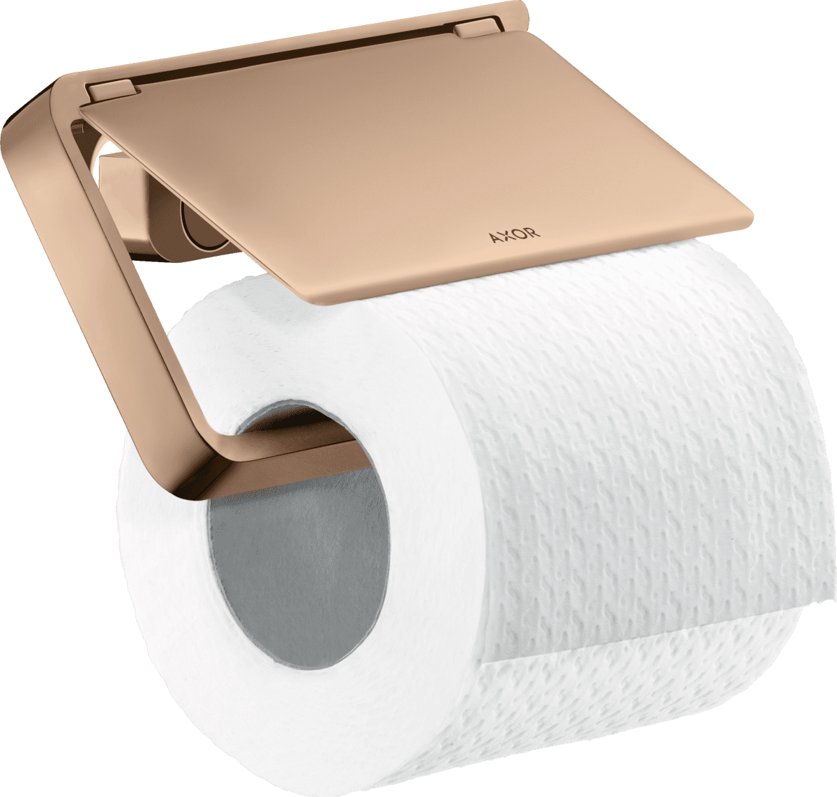 εικόνα του HANSGROHE AXOR Universal Softsquare Toilet paper holder with cover #42836300 - Polished Red Gold