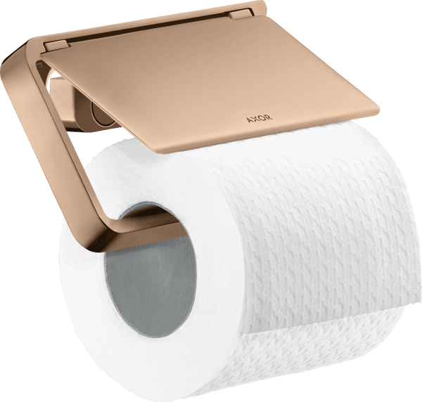 Bild von HANSGROHE AXOR Universal Softsquare Toilettenpapierhalter mit Deckel #42836300 - Polished Red Gold