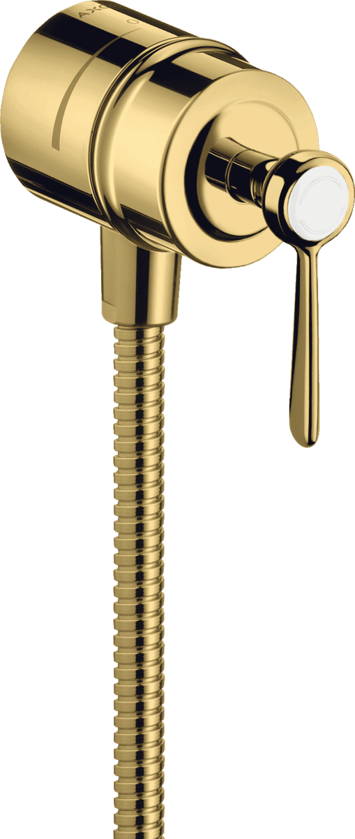 εικόνα του HANSGROHE AXOR Montreux Wall outlet stop with non return valve, shut-off valve and lever handle #16883990 - Polished Gold Optic