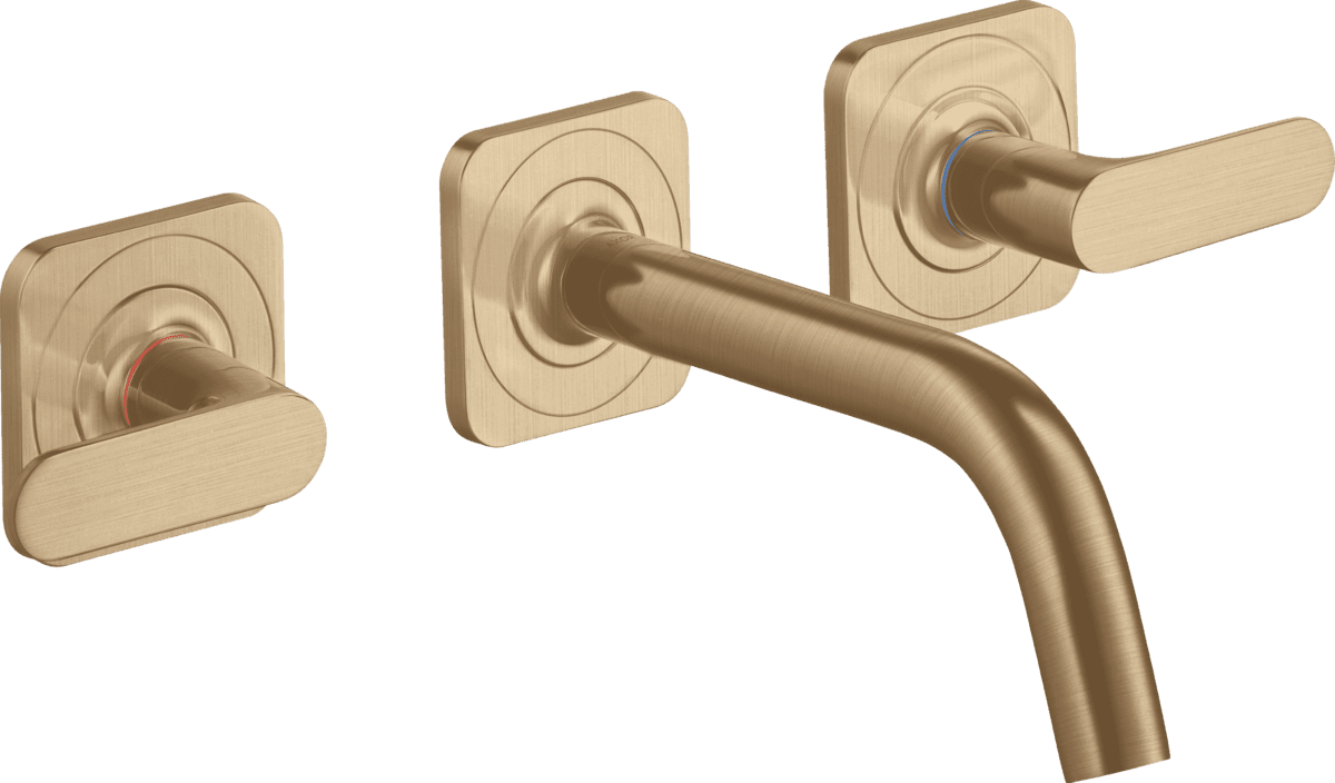 HANSGROHE AXOR Citterio M 3-Loch Waschtischarmatur Unterputz für Wandmontage mit Auslauf 166 mm, Hebelgriffen und Rosetten #34313140
