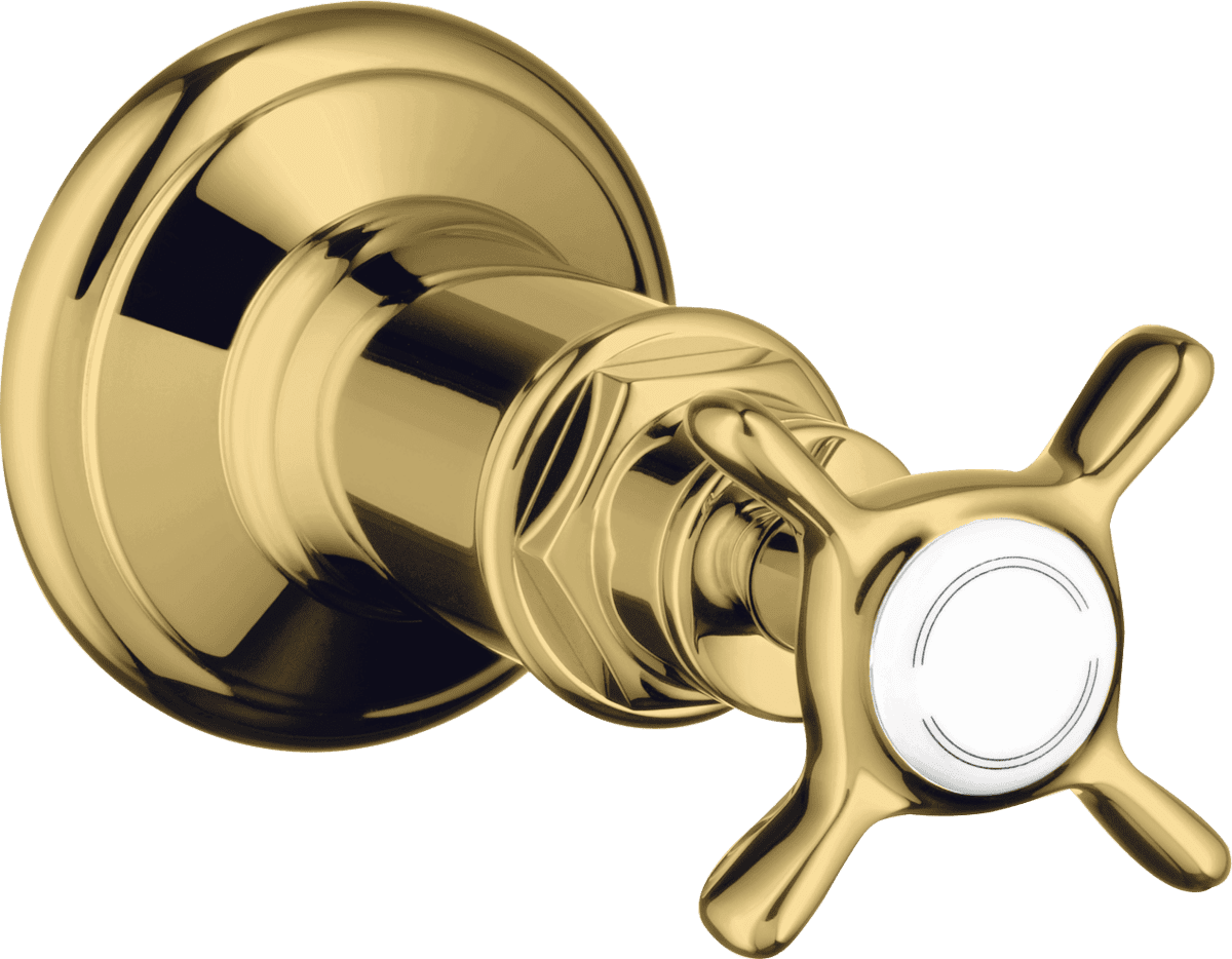 Зображення з  HANSGROHE AXOR Montreux Shut-off valve for concealed installation with cross handle #16871990 - Polished Gold Optic