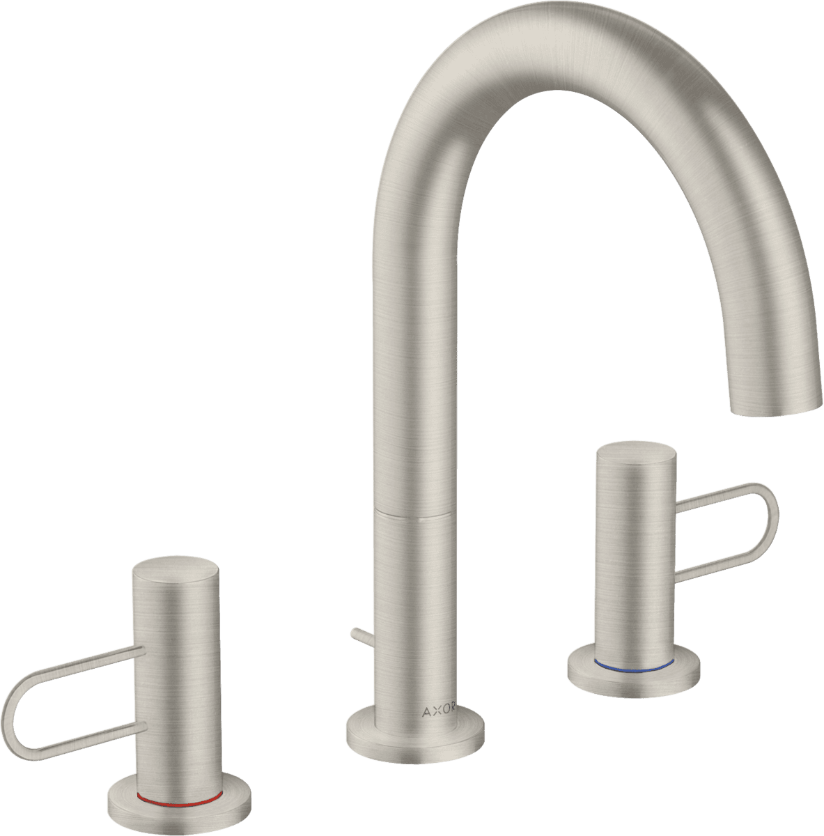 HANSGROHE AXOR Uno 3-Loch Waschtischarmatur 160 mit Bügelgriffen und Zugstangen-Ablaufgarnitur #38054800 - Edelstahl Optic