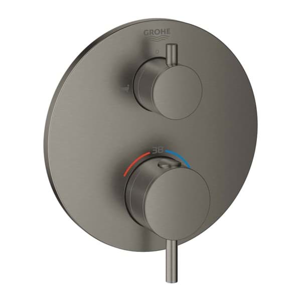 Bild von GROHE Atrio Thermostat-Wannenbatterie mit integrierter 2-Wege-Umstellung #24138AL3 - hard graphite gebürstet