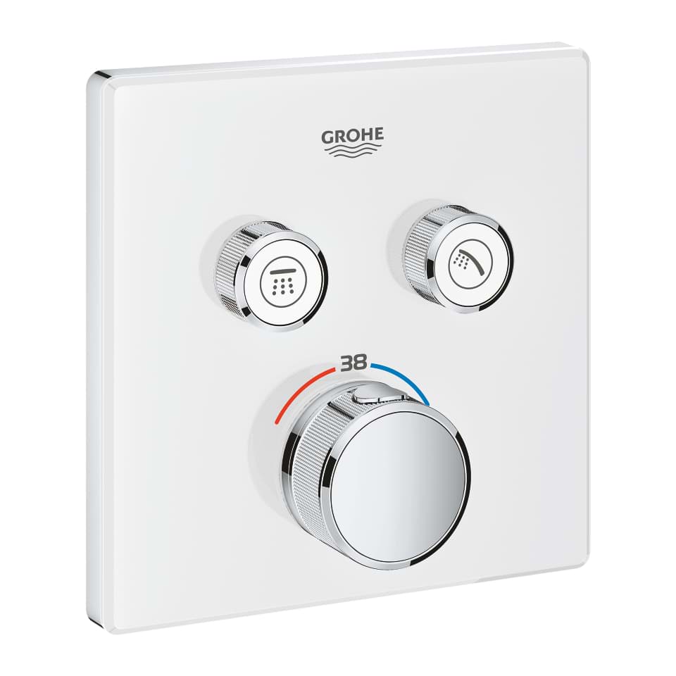 GROHE Grohtherm SmartControl Çift valfli akış kontrollü, ankastre termostatik duş bataryası ay beyazı #29156LS0 resmi