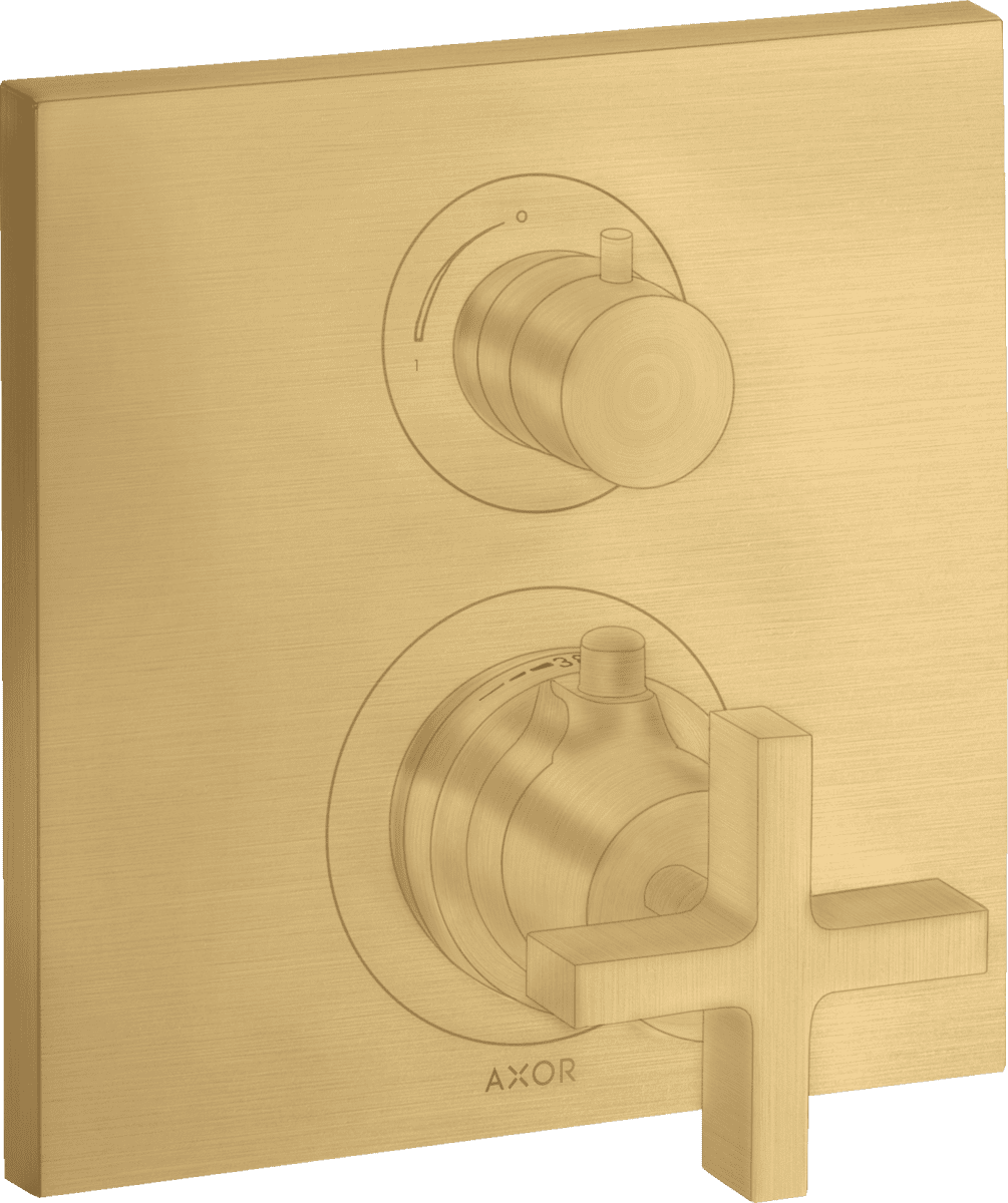 εικόνα του HANSGROHE AXOR Citterio Thermostat for concealed installation with shut-off/ diverter valve and cross handle #39725250 - Brushed Gold Optic