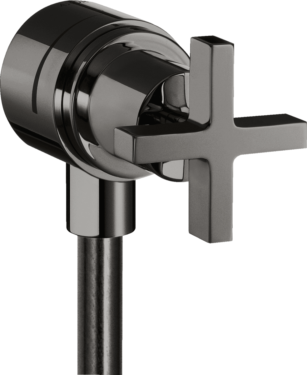 HANSGROHE AXOR Citterio Wandanschluss Stop mit Rückflussverhinderer, Absperrventil und Kreuzgriff #39883330 - Polished Black Chrome