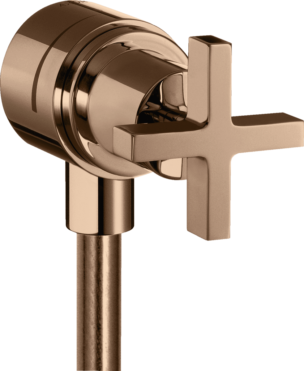 HANSGROHE AXOR Citterio Wandanschluss Stop mit Rückflussverhinderer, Absperrventil und Kreuzgriff #39883300 - Polished Red Gold