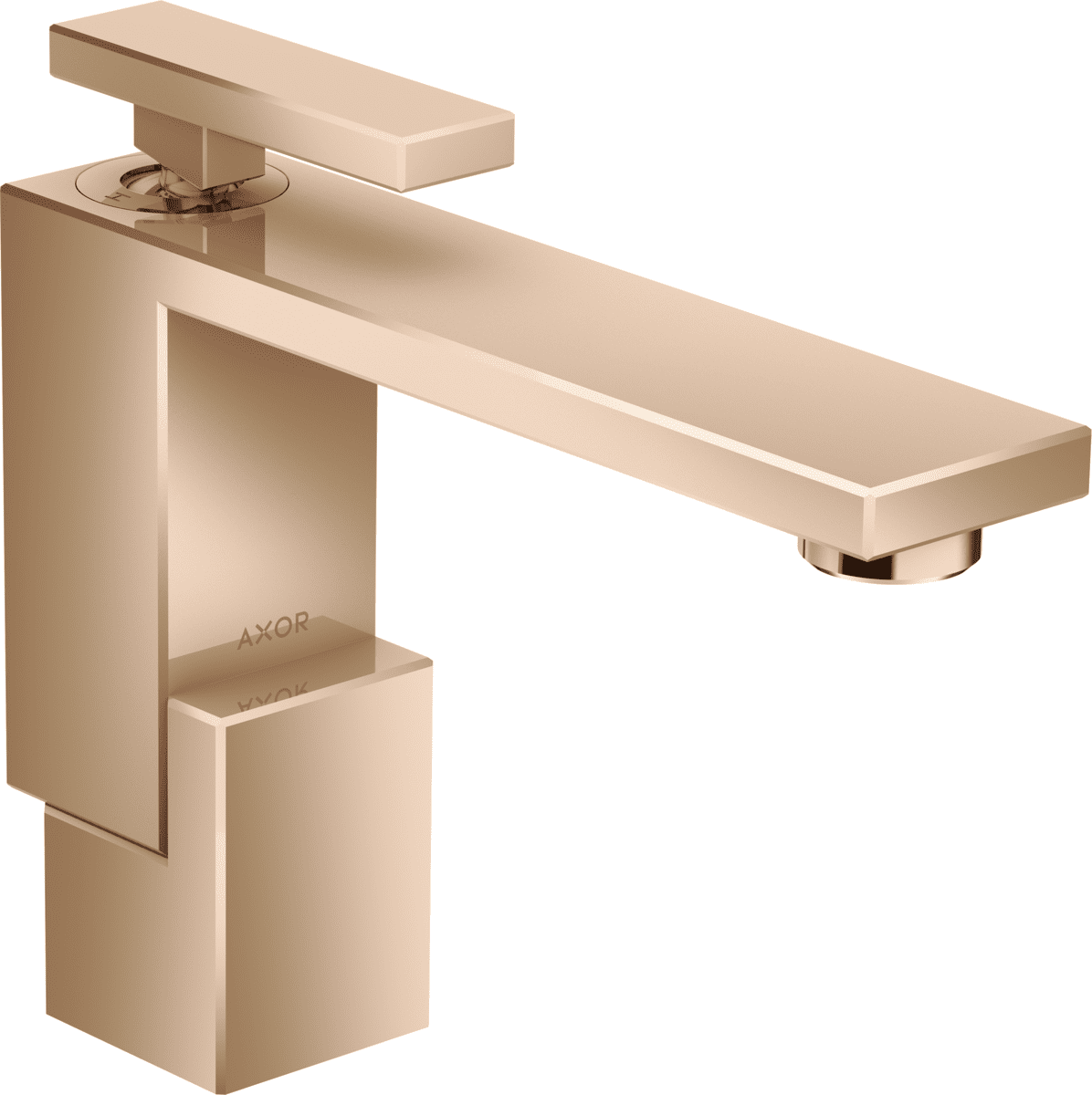 Зображення з  HANSGROHE AXOR Edge Single lever basin mixer 130 with push-open waste set #46010300 - Polished Red Gold