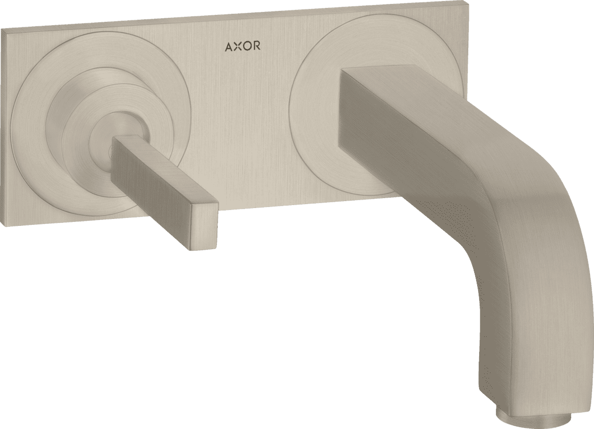 HANSGROHE AXOR Citterio Einhebel-Waschtischmischer Unterputz für Wandmontage mit Pingriff, Auslauf 220 mm und Platte #39115820 - Brushed Nickel