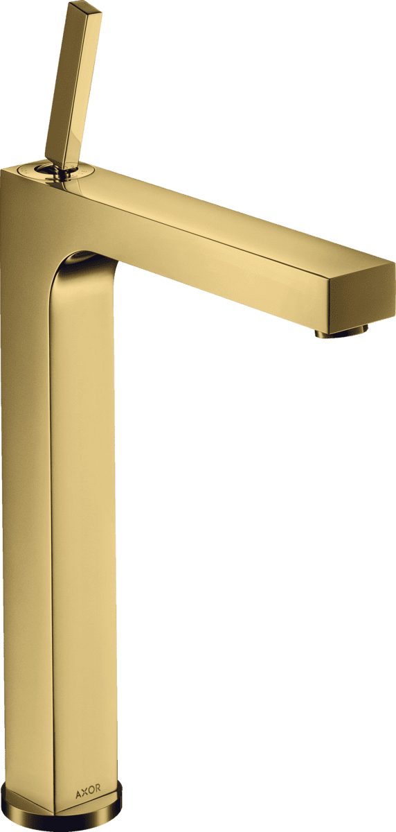 Зображення з  HANSGROHE AXOR Citterio Single lever basin mixer 280 with pin handle for wash bowls with pop-up waste set #39020990 - Polished Gold Optic